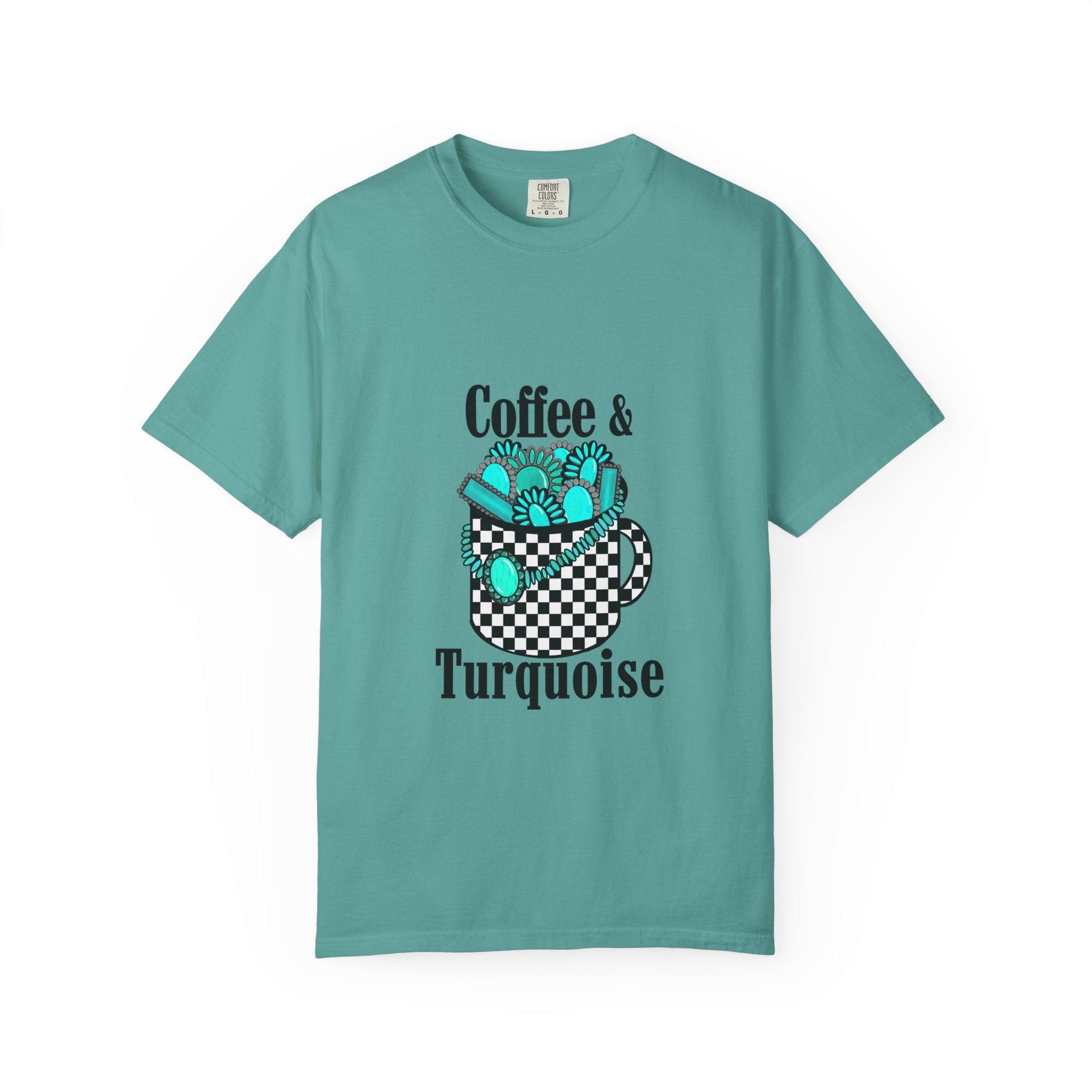 Coffee & Turquoise/ Checkered Mug