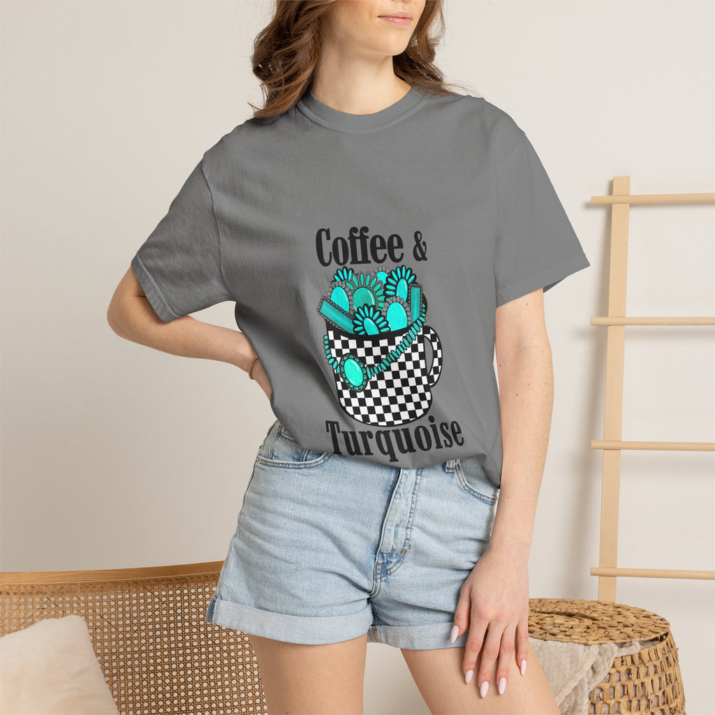 Coffee & Turquoise/ Checkered Mug