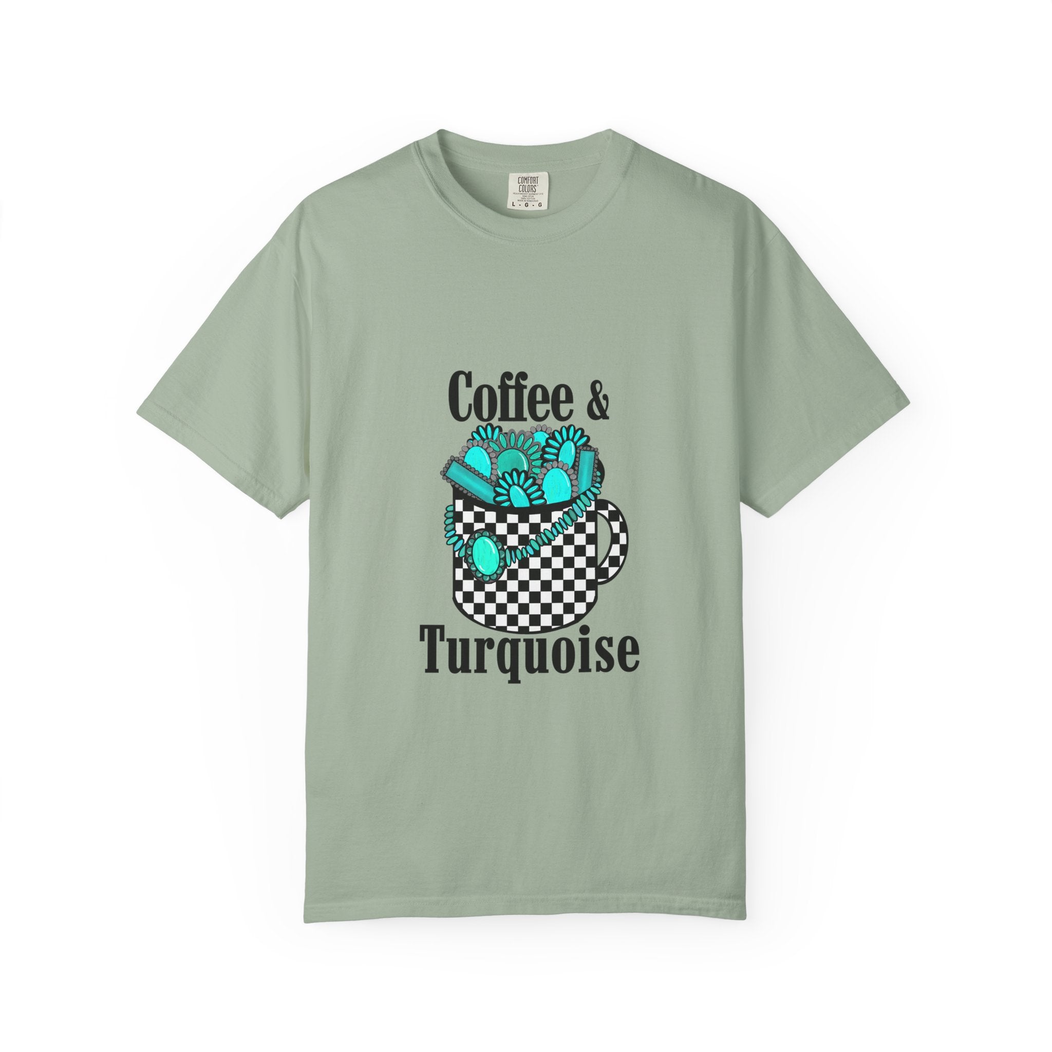 Coffee & Turquoise/ Checkered Mug