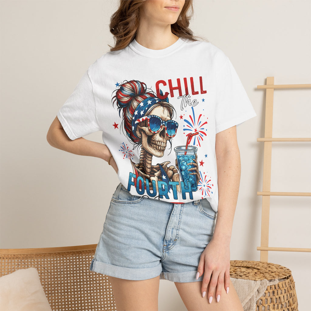 Chill Time Fourth Out skull with stars sunglasses T