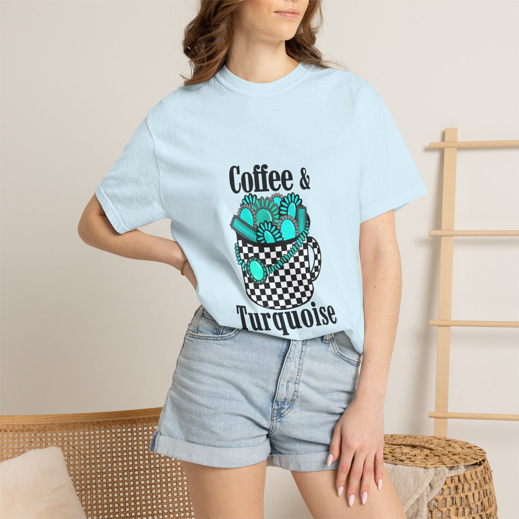Coffee & Turquoise/ Checkered Mug