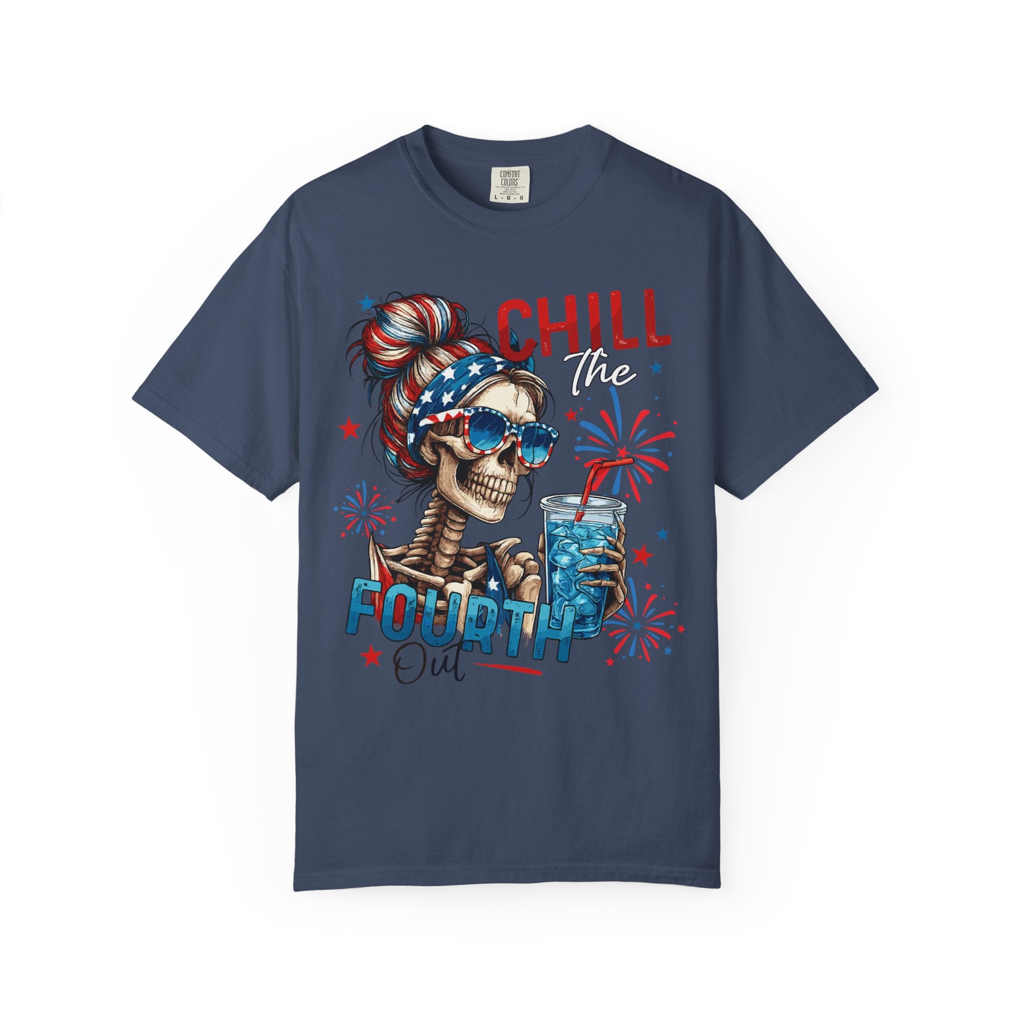 Chill Time Fourth Out skull with stars sunglasses T