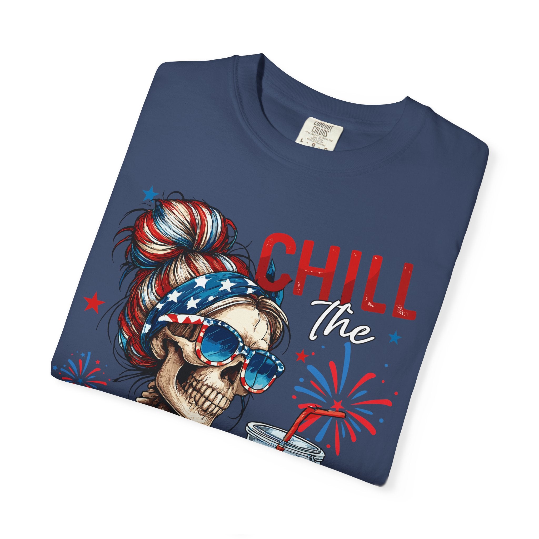 Chill Time Fourth Out skull with stars sunglasses T