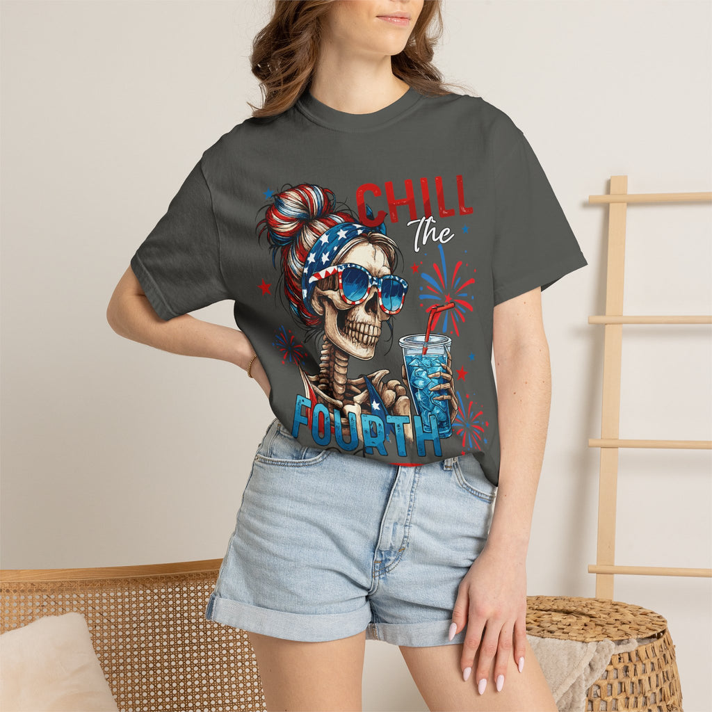 Chill Time Fourth Out skull with stars sunglasses T