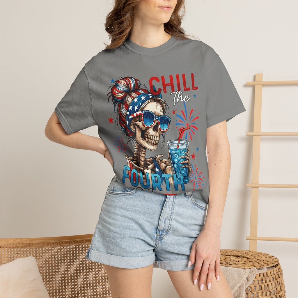 Chill Time Fourth Out skull with stars sunglasses T