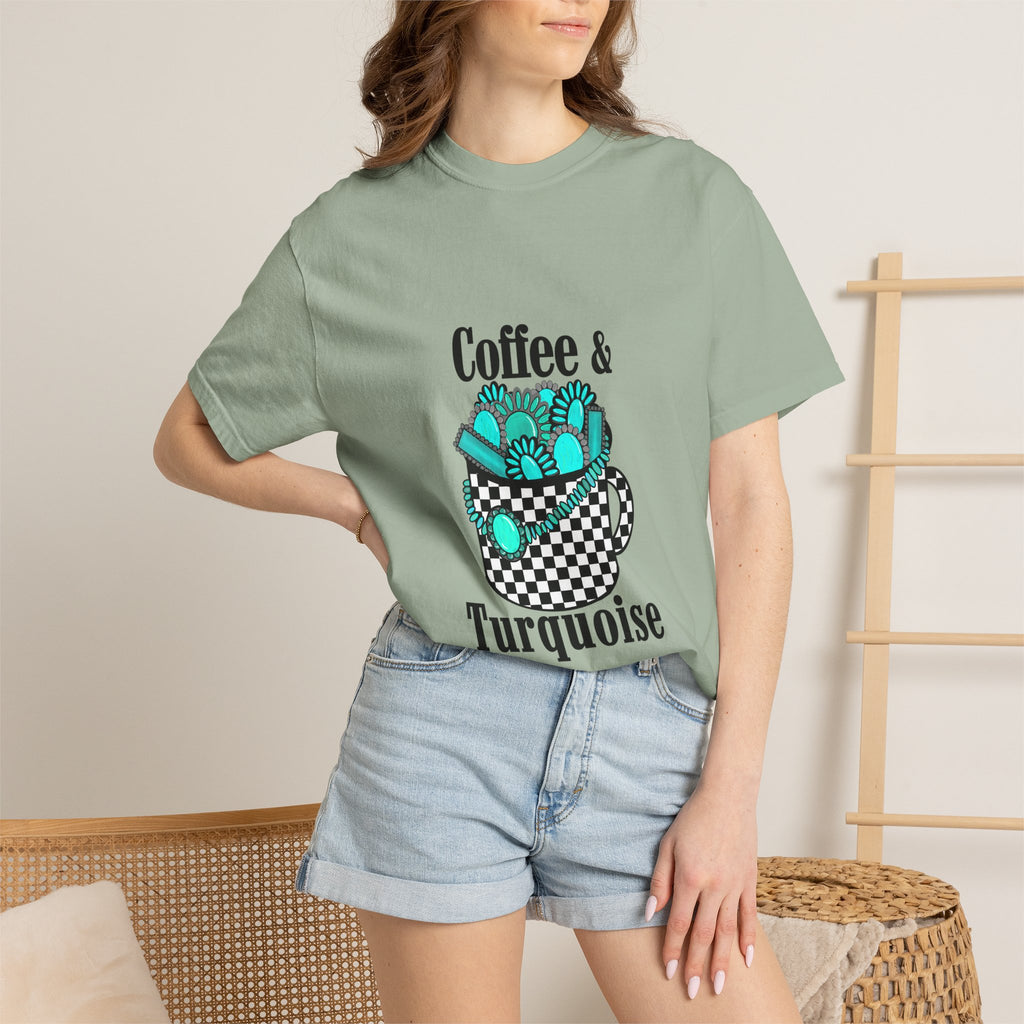 Coffee & Turquoise/ Checkered Mug