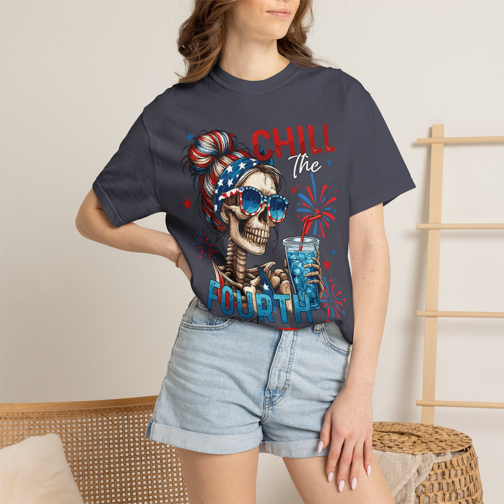 Chill Time Fourth Out skull with stars sunglasses T