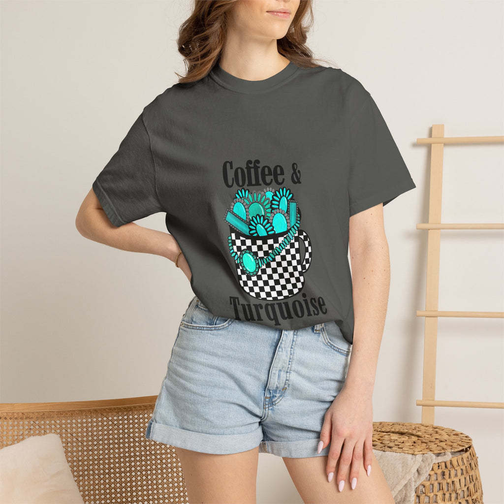 Coffee & Turquoise/ Checkered Mug