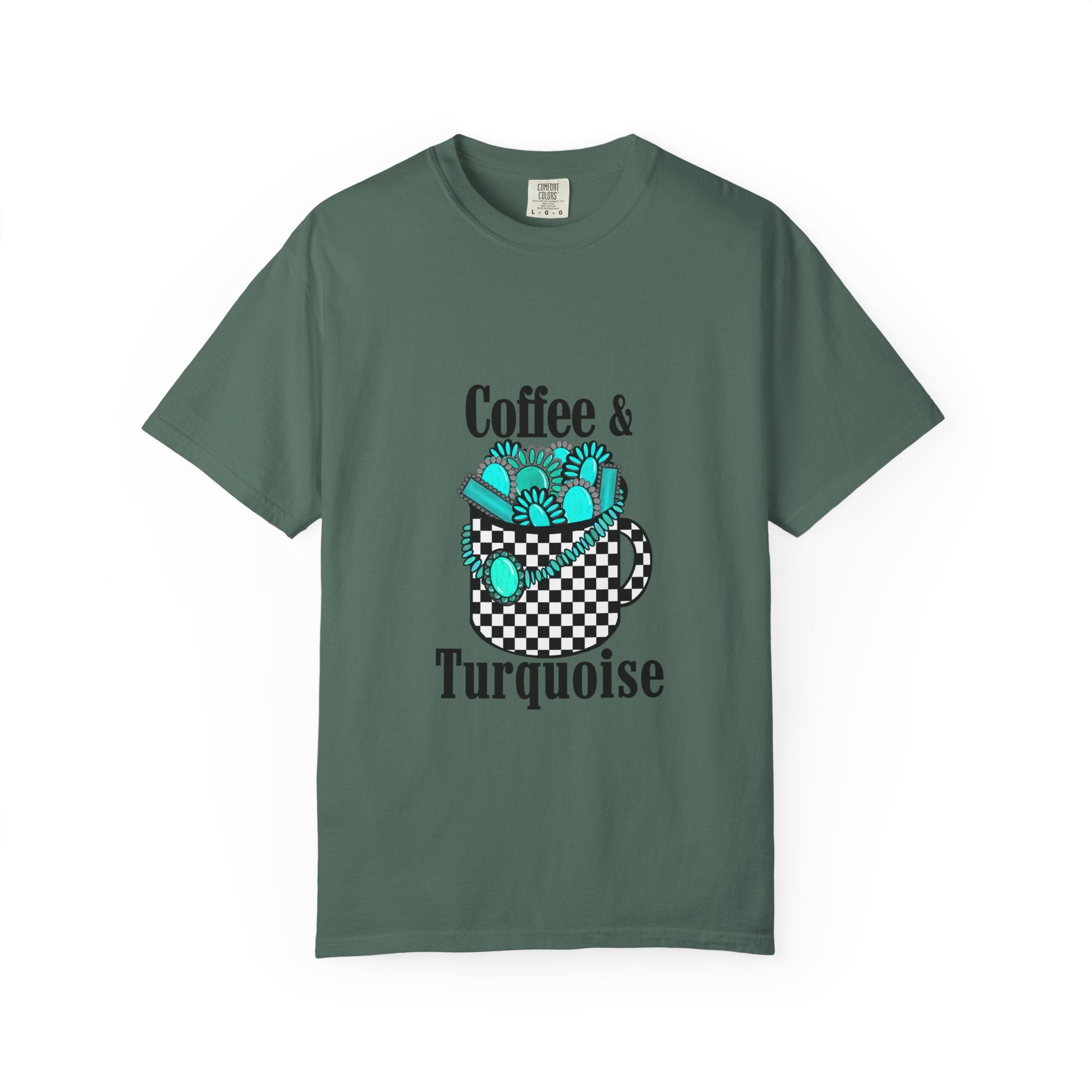 Coffee & Turquoise/ Checkered Mug