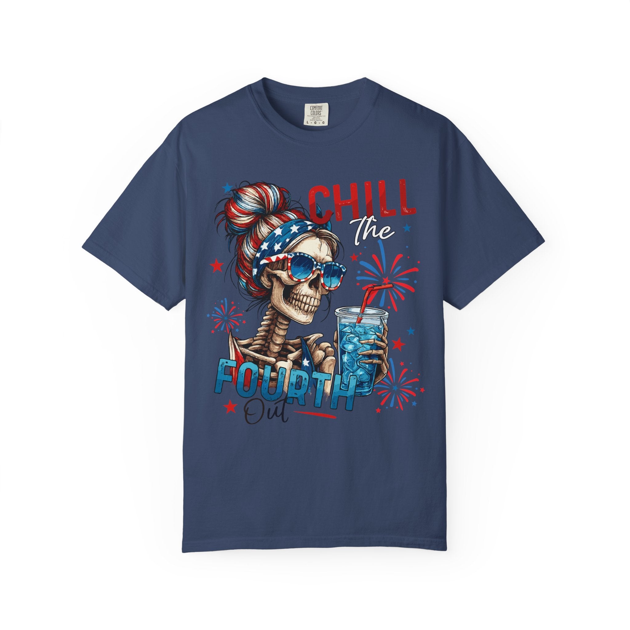 Chill Time Fourth Out skull with stars sunglasses T