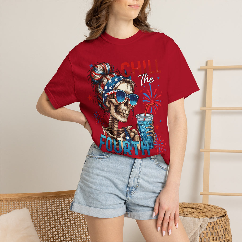 Chill Time Fourth Out skull with stars sunglasses T