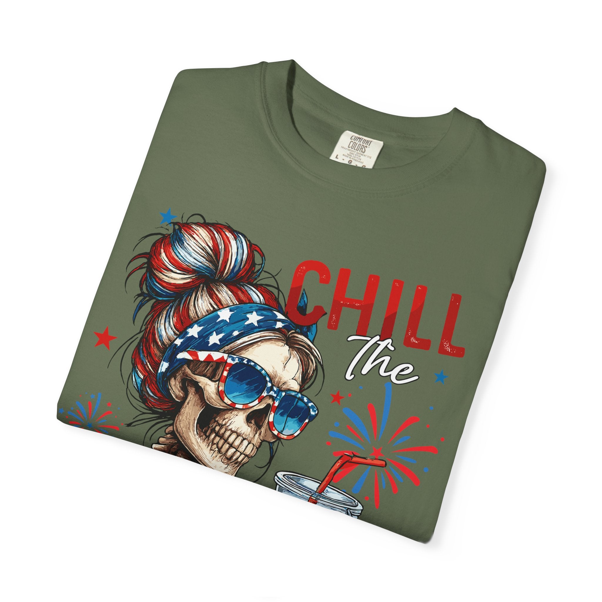 Chill Time Fourth Out skull with stars sunglasses T