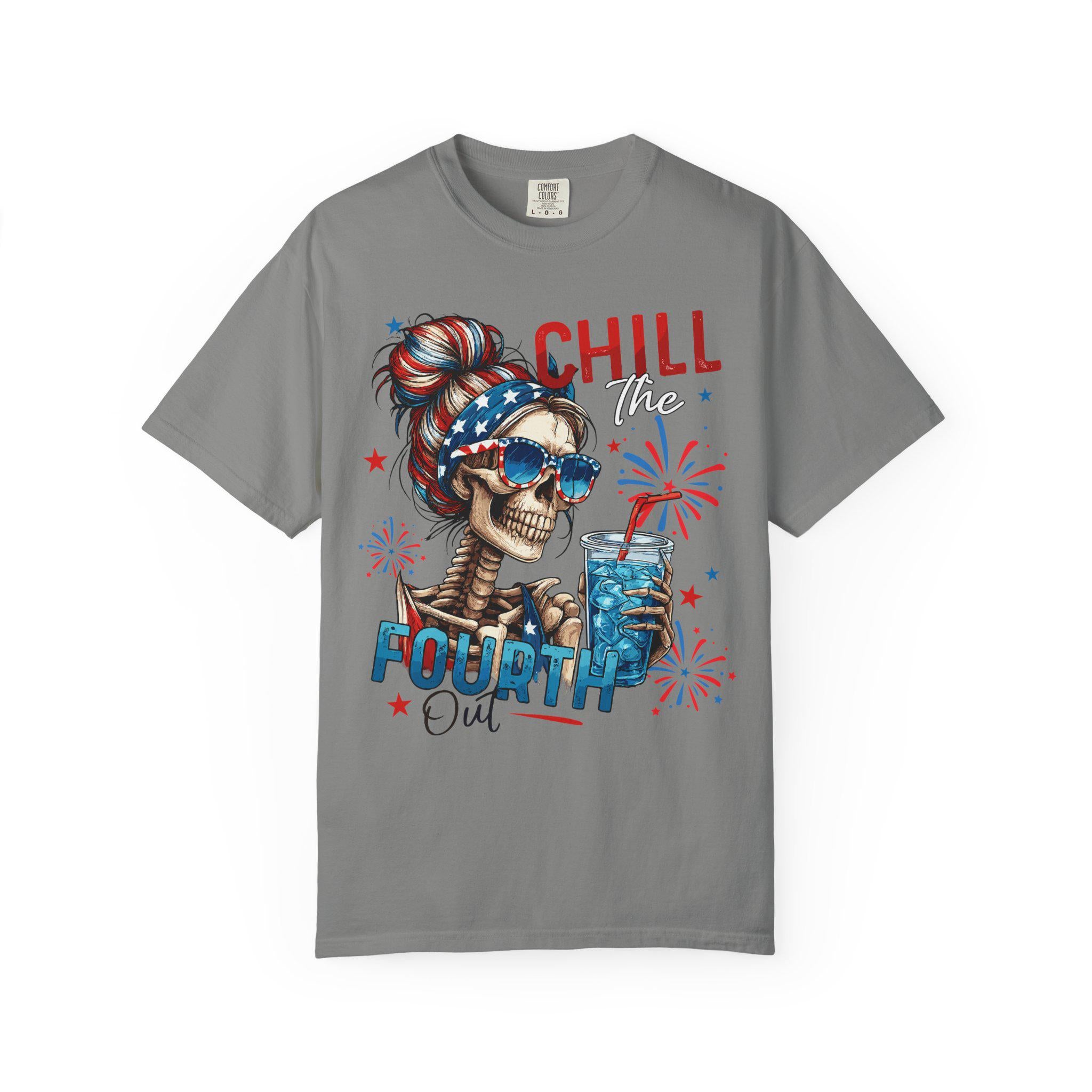 Chill Time Fourth Out skull with stars sunglasses T