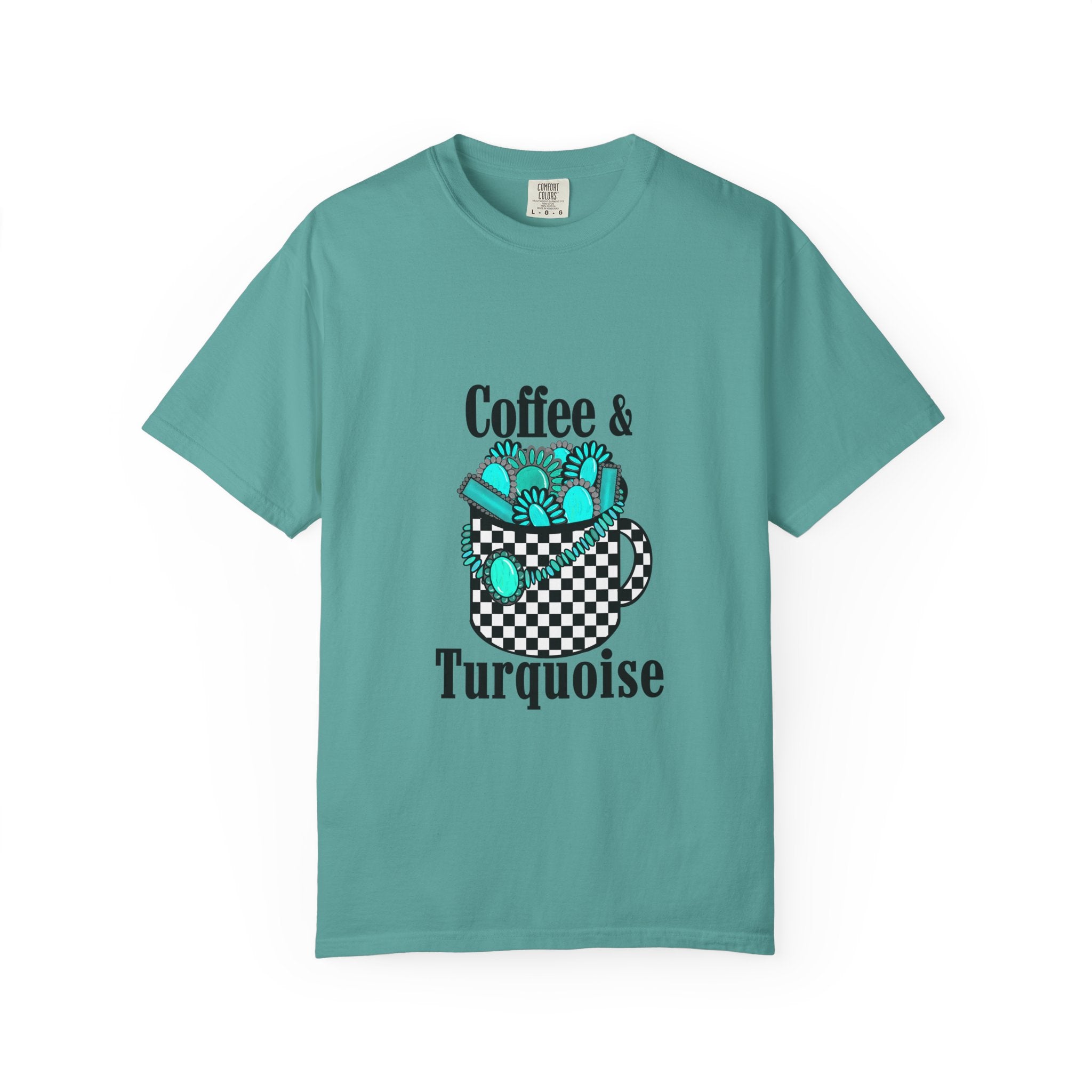 Coffee & Turquoise/ Checkered Mug