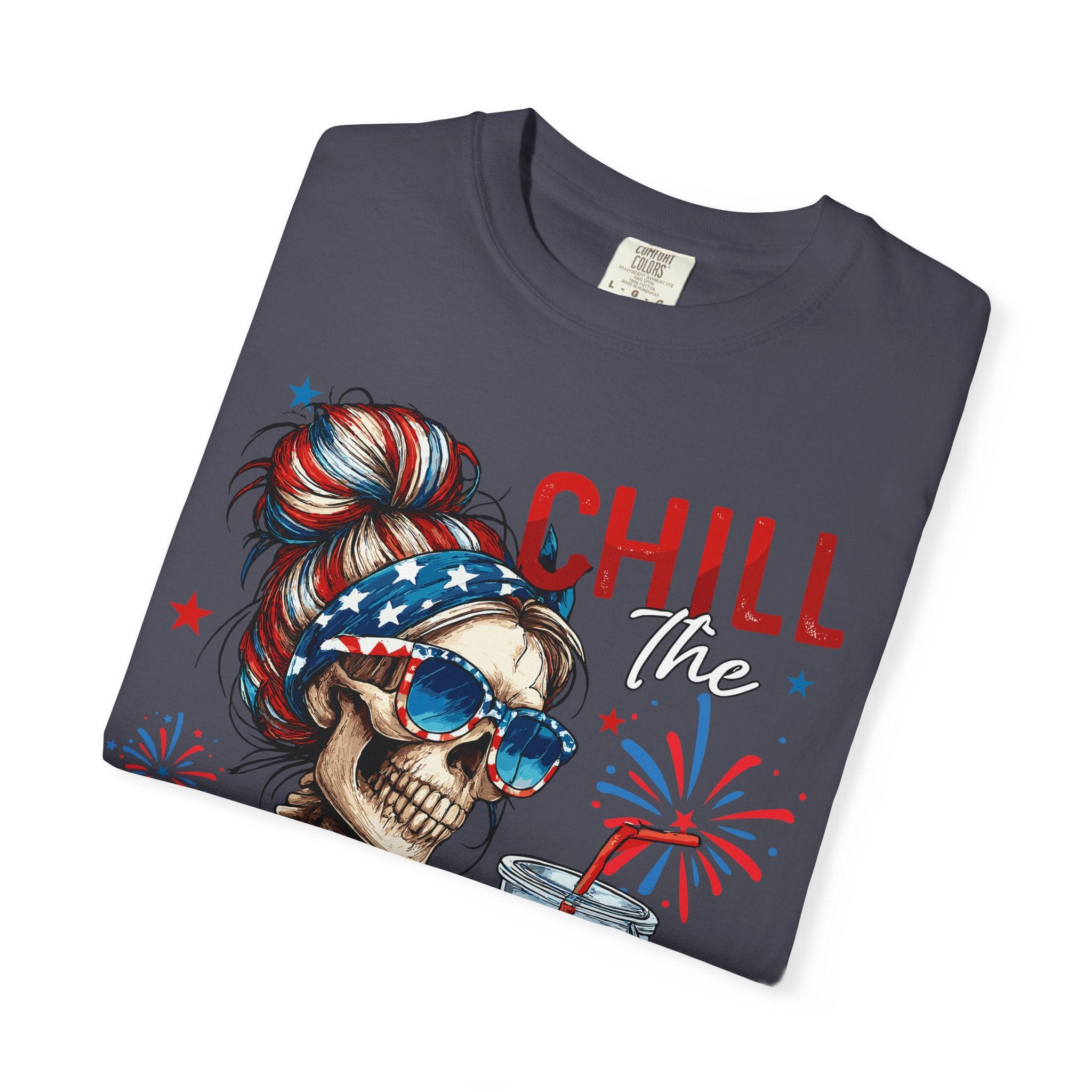 Chill Time Fourth Out skull with stars sunglasses T
