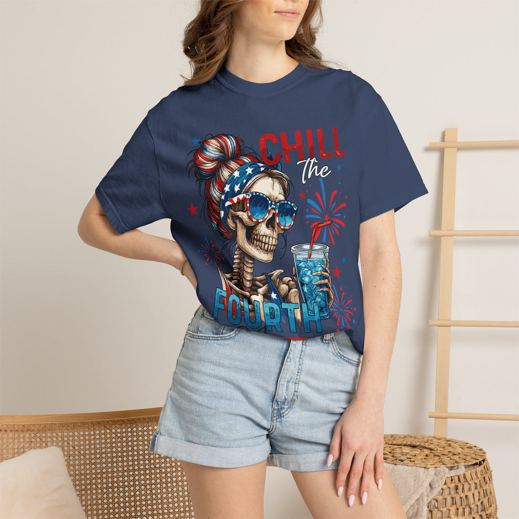 Chill Time Fourth Out skull with stars sunglasses T