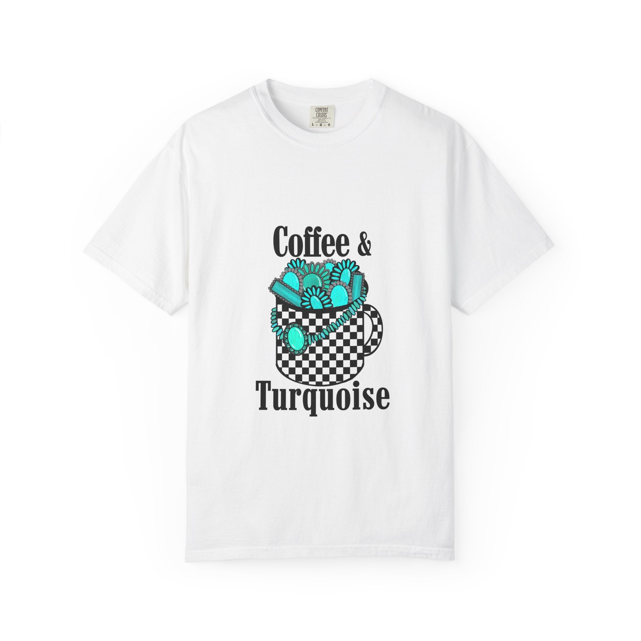 Coffee & Turquoise/ Checkered Mug