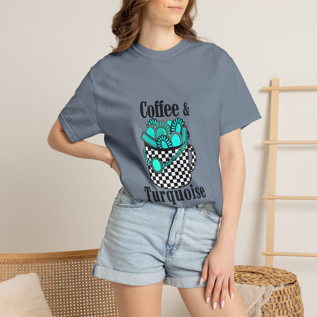 Coffee & Turquoise/ Checkered Mug
