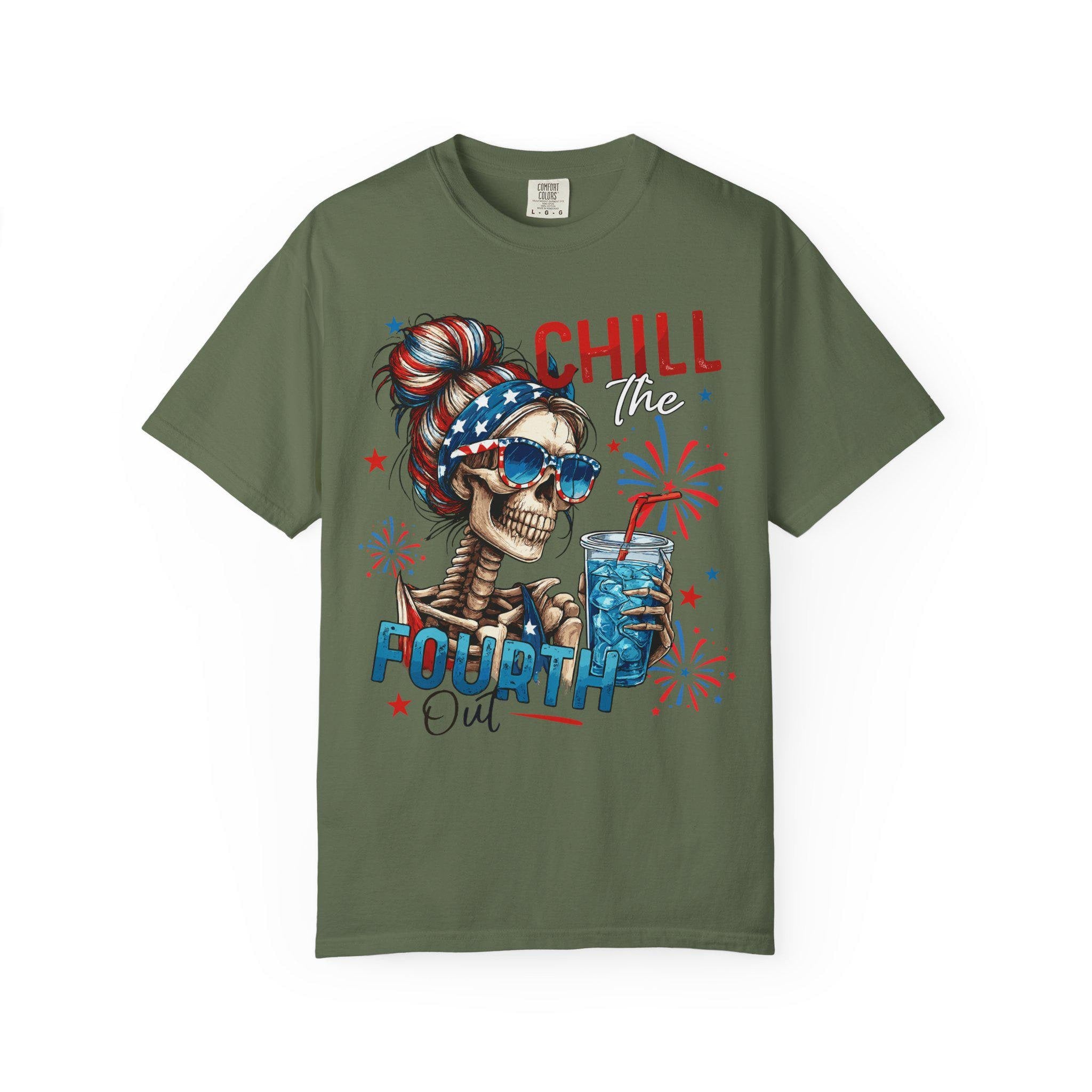 Chill Time Fourth Out skull with stars sunglasses T