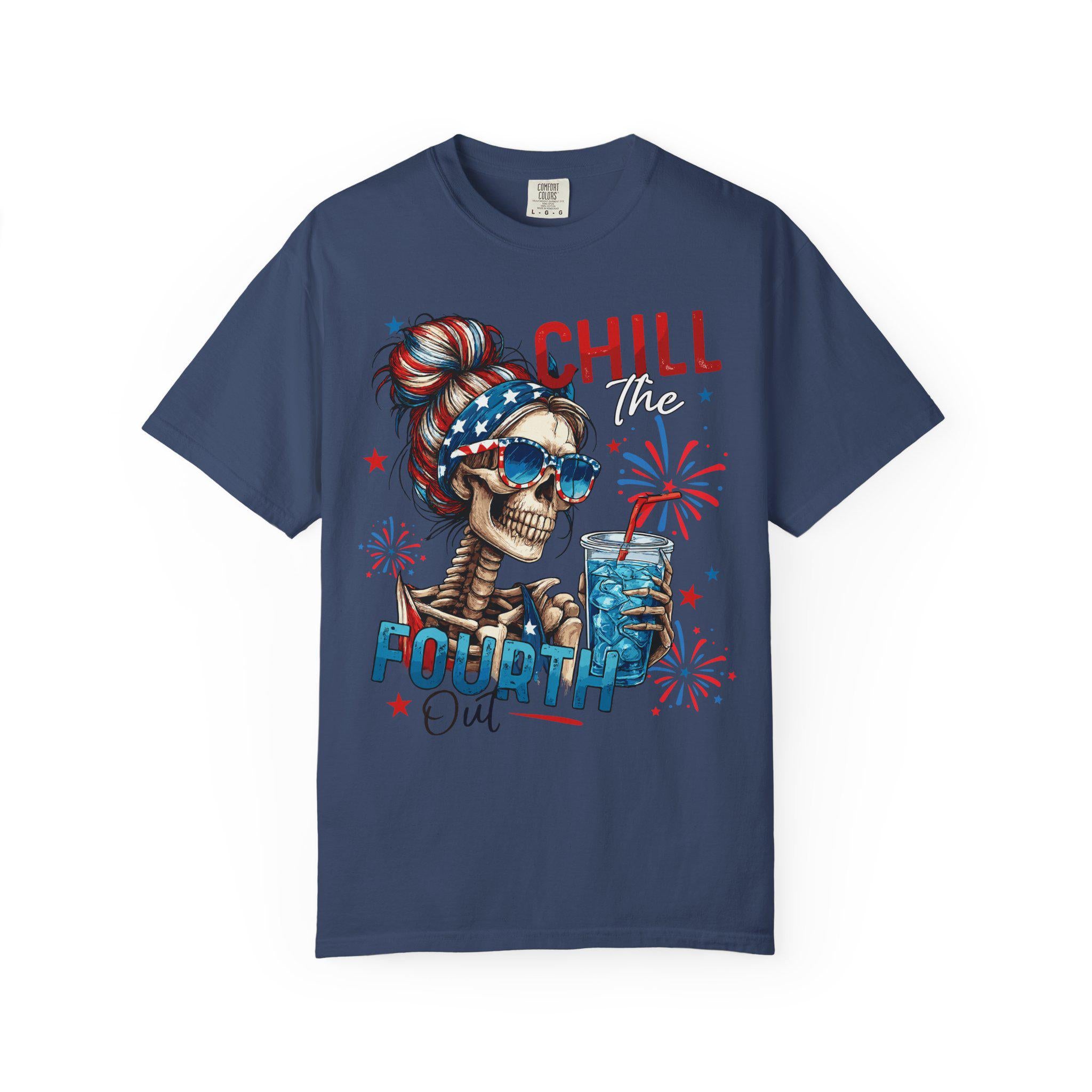 Chill Time Fourth Out skull with stars sunglasses T