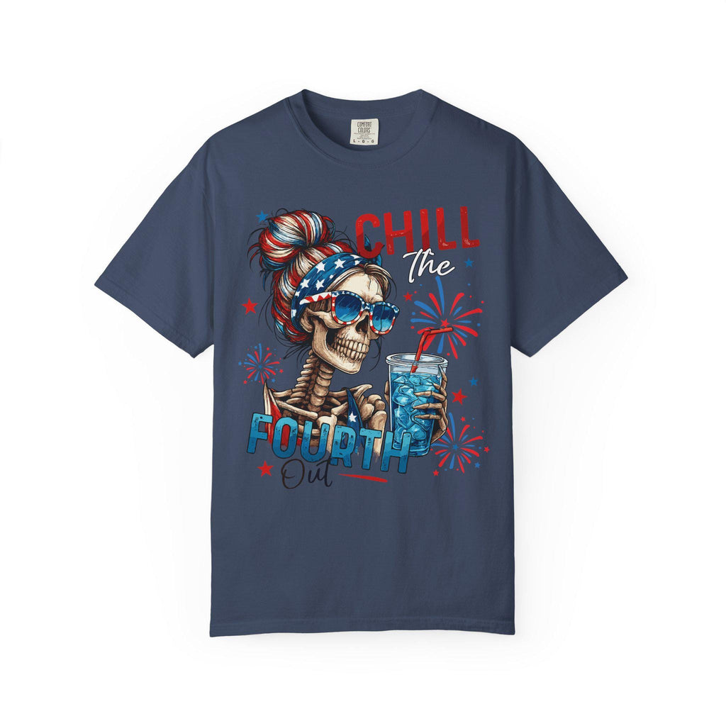 Chill Time Fourth Out skull with stars sunglasses T