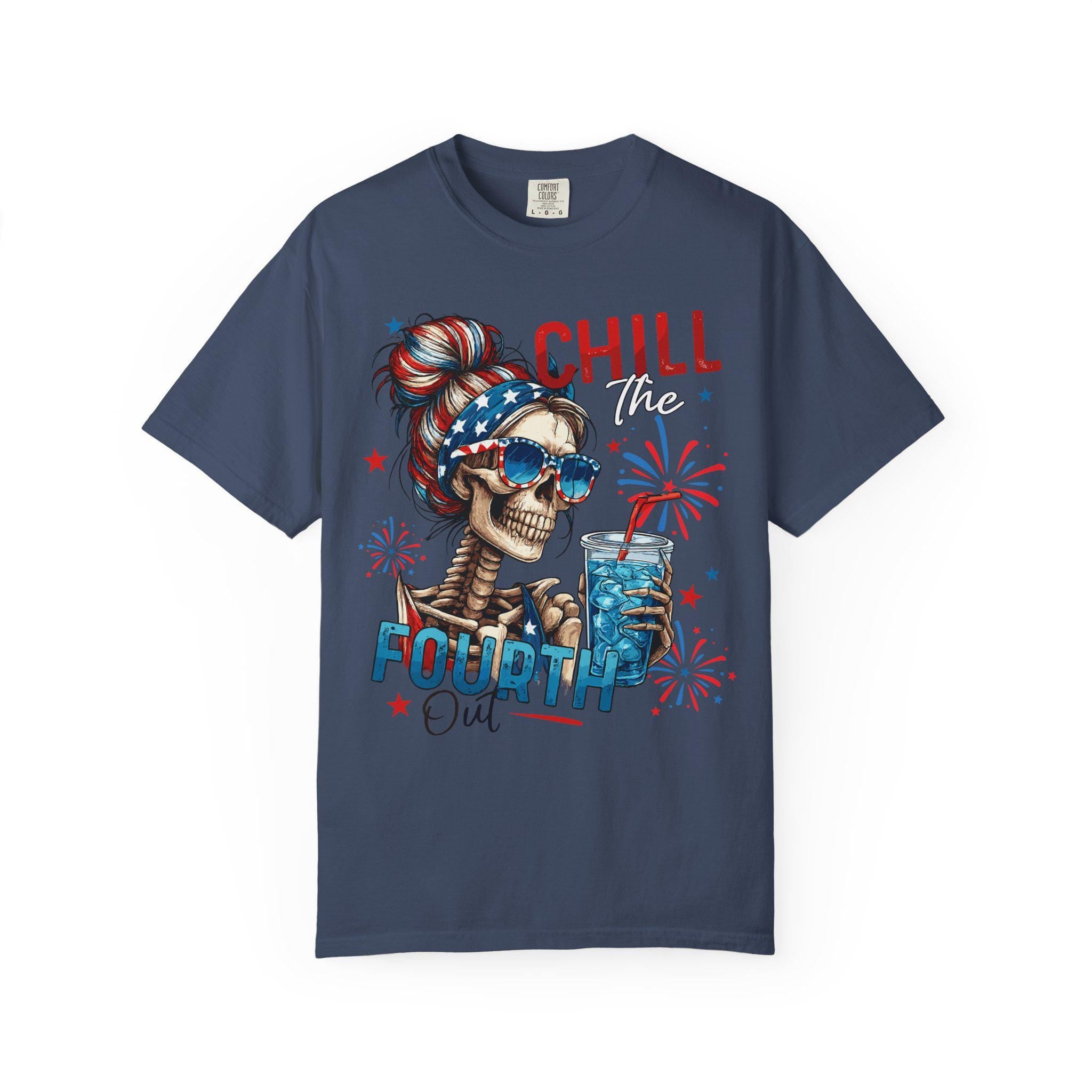 Chill Time Fourth Out skull with stars sunglasses T