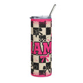 Pink Checkerboard Bow Mam Tumbler | 20oz Stainless Steel Tumbler