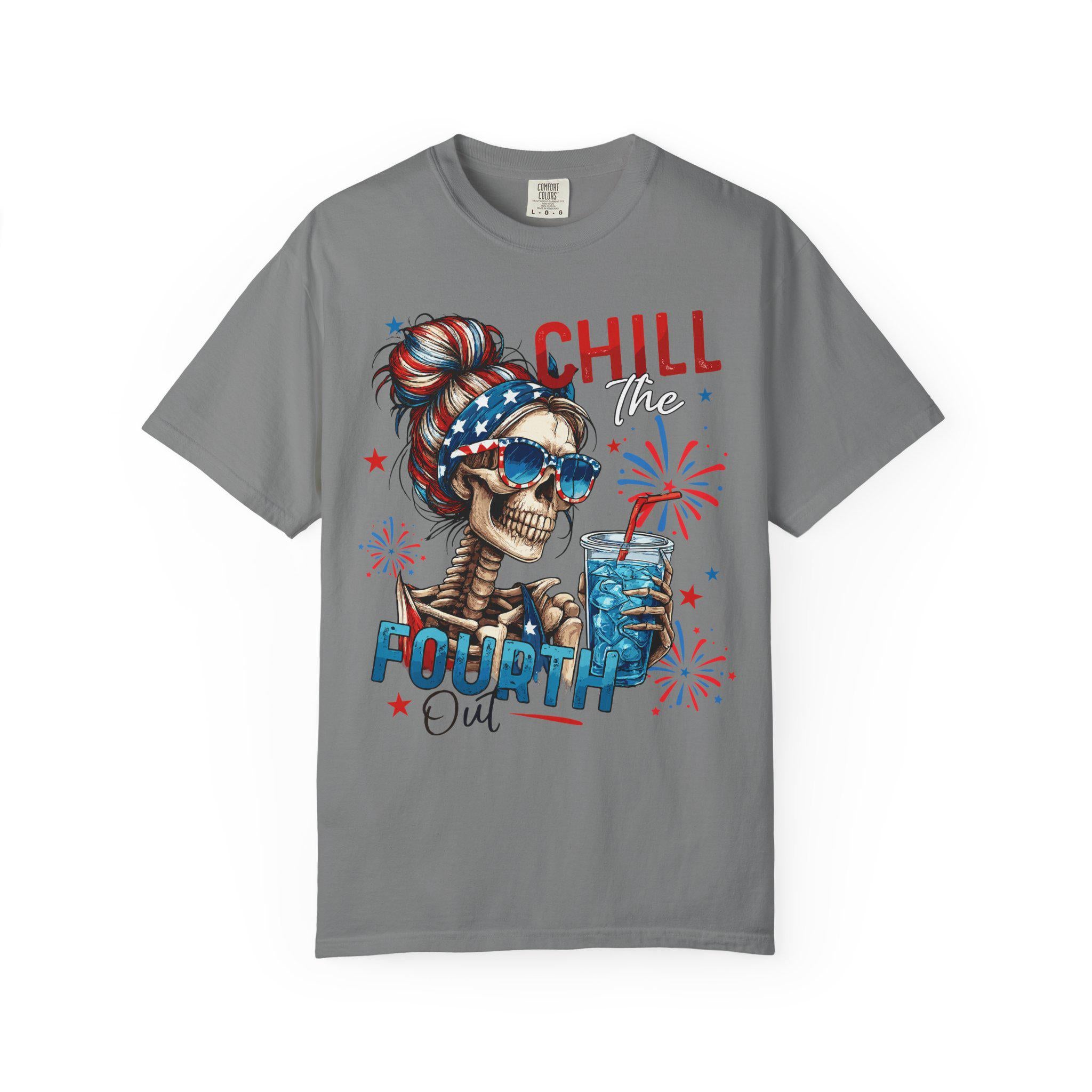 Chill Time Fourth Out skull with stars sunglasses T